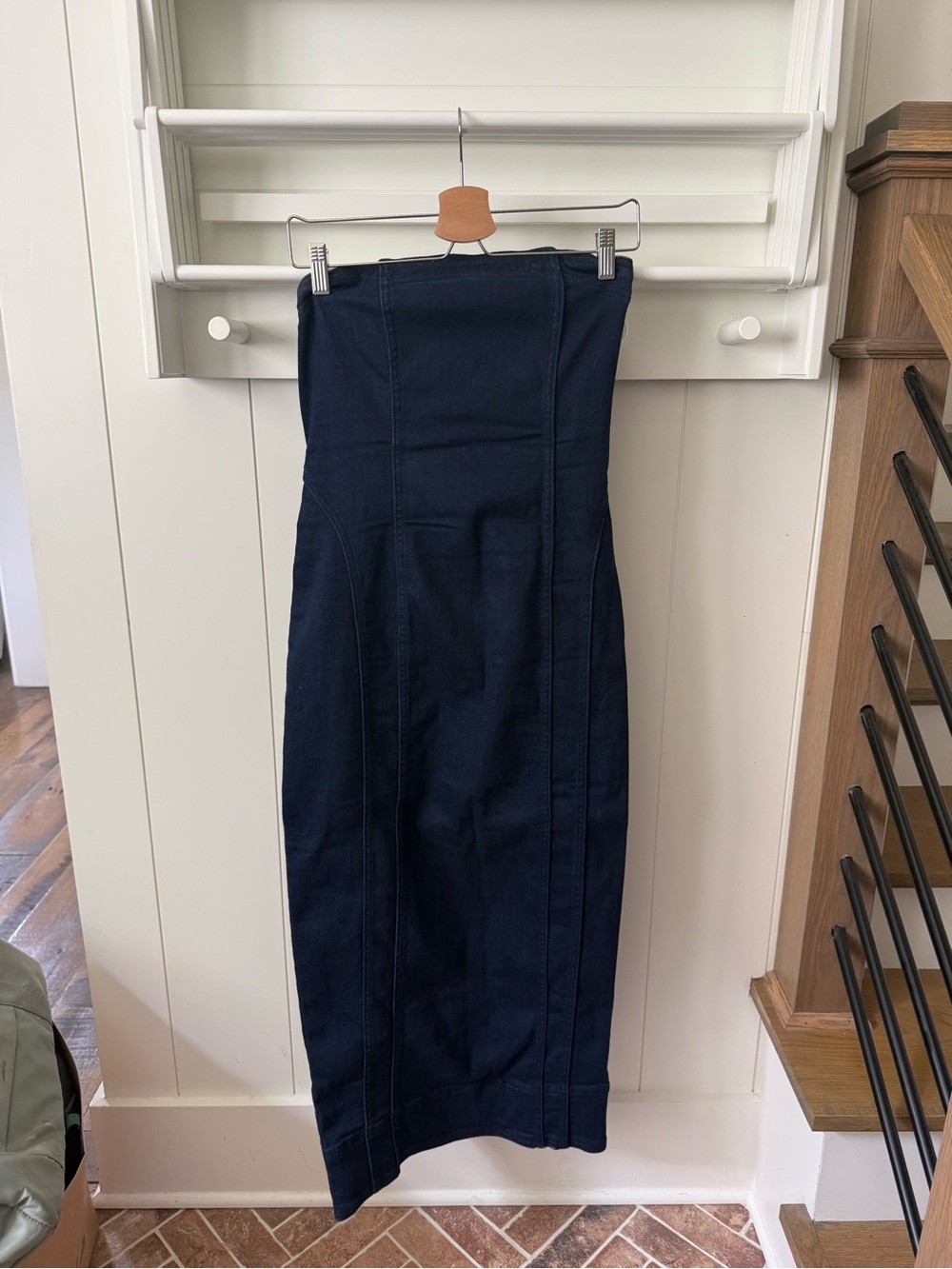 Pilcro Strapless Navy Midi Dress